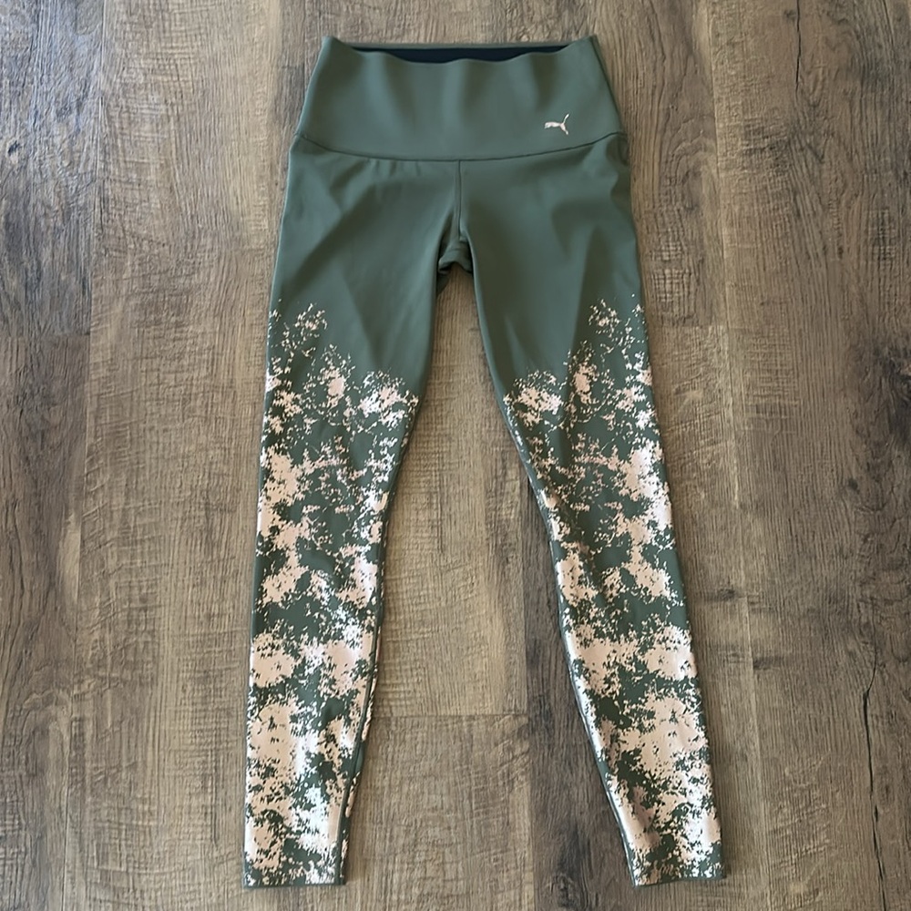 Puma Olive Green rose Gold athletic pants/leggings size small Nordstrom